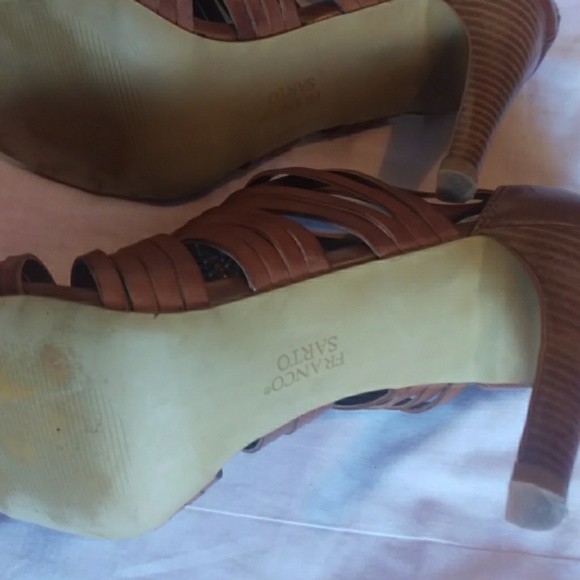 Franco Sarto brown leather zippered heel sandals - Picture 6 of 8